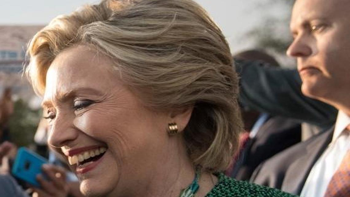 Democratic presidential candidate Hillary Clinton greets supporters at a campaign event at University of North Carolina at Charlotte, Oct. 23, 2016.