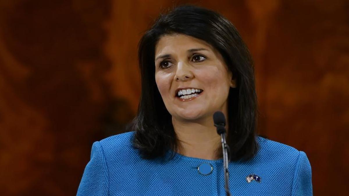 
South Carolina Gov. Nikki Haley is a rising national political star, thanks to her leading the fight to remove the Confederate flag from the State House grounds in Columbia. In this Jan. 21, 2015 file photo, Haley delivers her State of the State address.
