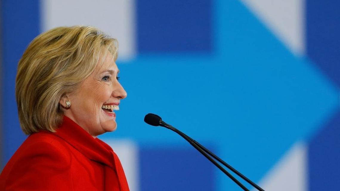 Democratic presidential candidate Hillary Clinton speaks at Valley Southwoods Freshman High School in West Des Moines, Iowa, on Sunday, Jan. 24, 2016.