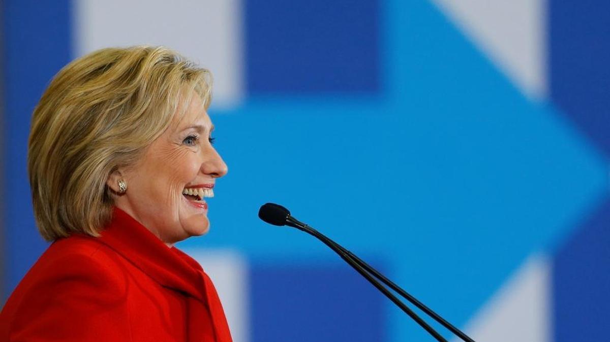 Democratic presidential candidate Hillary Clinton speaks at Valley Southwoods Freshman High School in West Des Moines, Iowa, on Sunday, Jan. 24, 2016.