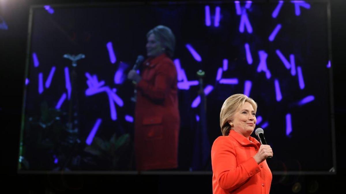 Democratic presidential candidate Hillary Rodham Clinton speaks during the Iowa Democratic Party's Jefferson-Jackson Dinner, Saturday, Oct. 24, 2015, in Des Moines, Iowa.