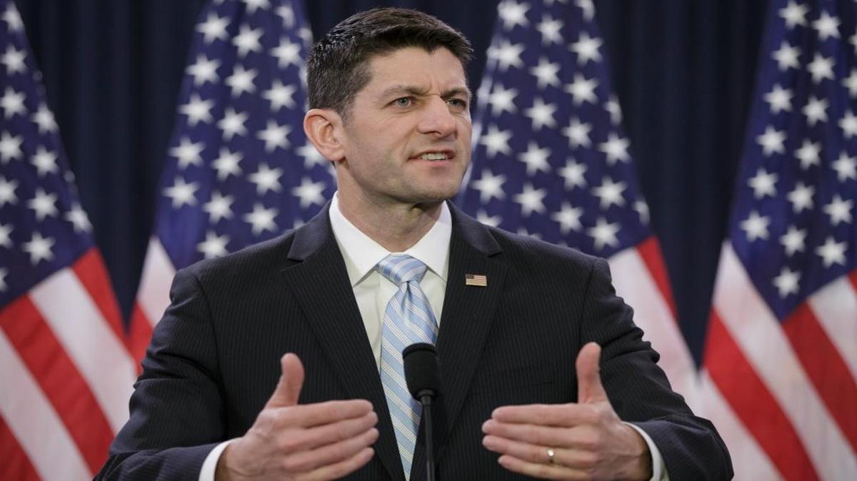 Speaker of the House Paul Ryan, R-Wis., decried ugliness and divisiveness in American politics, delivering a veiled but passionate rebuke to GOP presidential front-runner Donald Trump and the nasty tone of the presidential campaign as he addressed congressional interns on Capitol Hill in Washington, Wednesday, March 23, 2016.