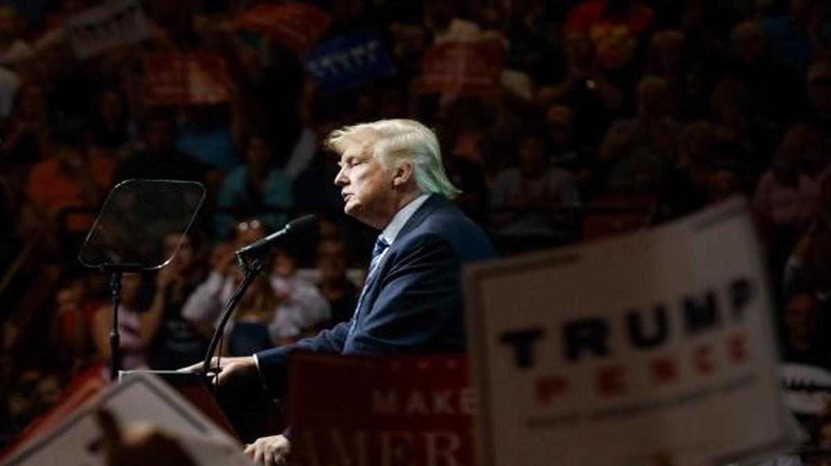 Republican presidential candidate Donald Trump speaks during a rally, Wednesday, Sept. 14, 2016, in Canton, Ohio.