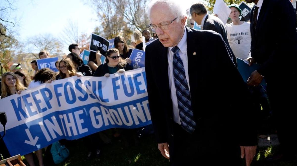 Democratic presidential candidate and U.S. Senator Bernie Sanders launches a new climate campaign on Wednesday, aimed at fighting global warming by banning new coal, oil and gas mining on public land during a press conference on Capitol Hill November 4, 2015 in Washington D.C.