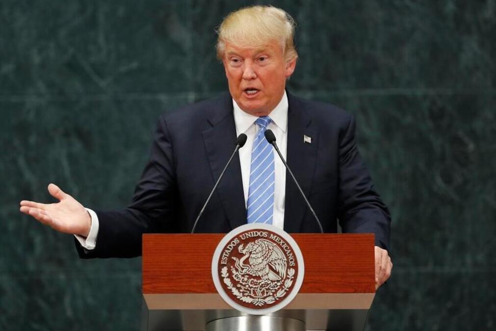 In this Aug. 31, 2016, file photo, Republican presidential candidate Donald Trump speaks during a joint statement with Mexico's President Enrique Pena Nieto in Mexico City.