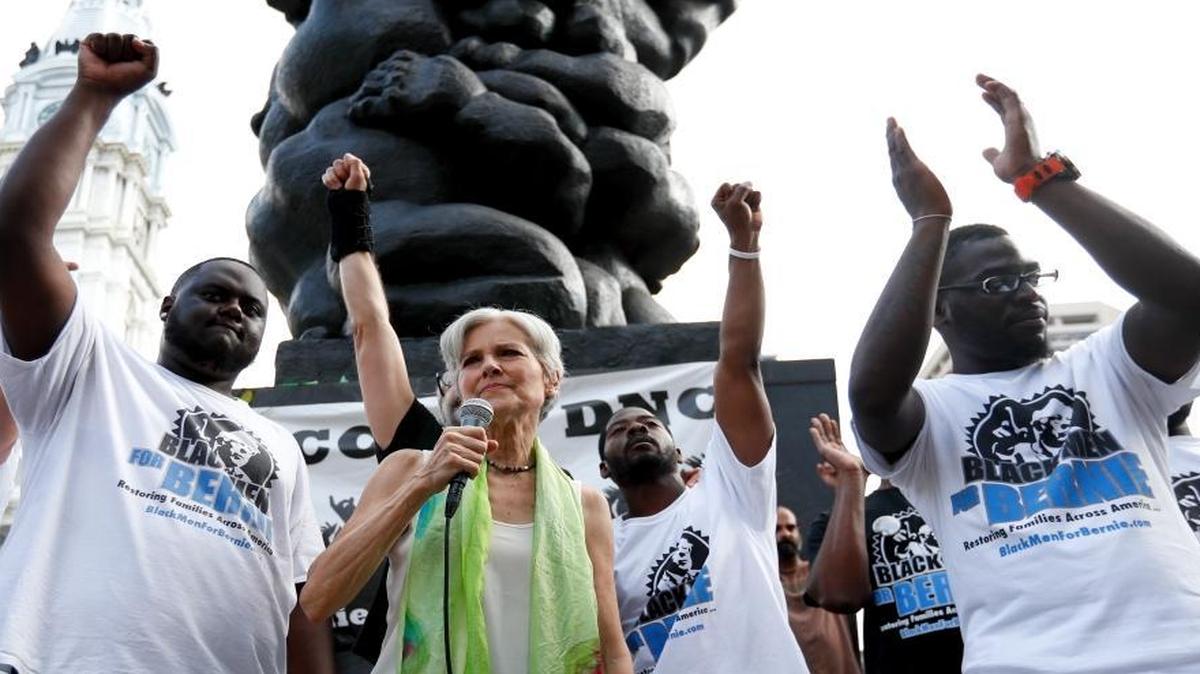 Dr. Jill Stein, presumptive Green Party presidential nominee, speaks at a rally in Philadelphia, July 27, 2016, during the third day of the Democratic National Convention.