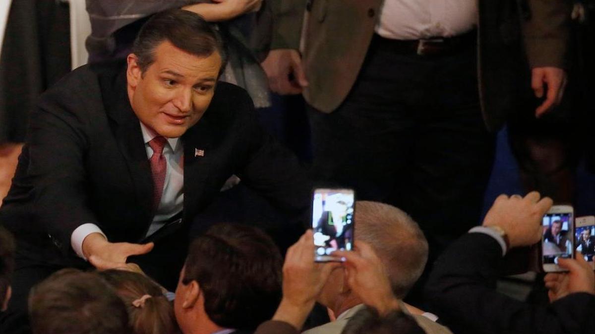 "It is not compassionate to say we’re not going to enforce the laws and we’re going to drive down the wages for millions of hardworking men and women. That is abandoning the working men and women," said Ted Cruz, who later talked to supporters after the Republican presidential debate at the Milwaukee Theatre, Tuesday, Nov. 10, 2015, in Milwaukee, Wisc.
