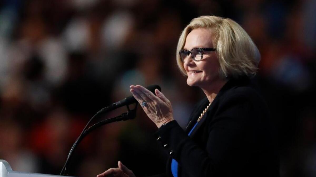 Sen. Claire McCaskill speaks during the final day of the Democratic National Convention in Philadelphia, July 28, 2016.
