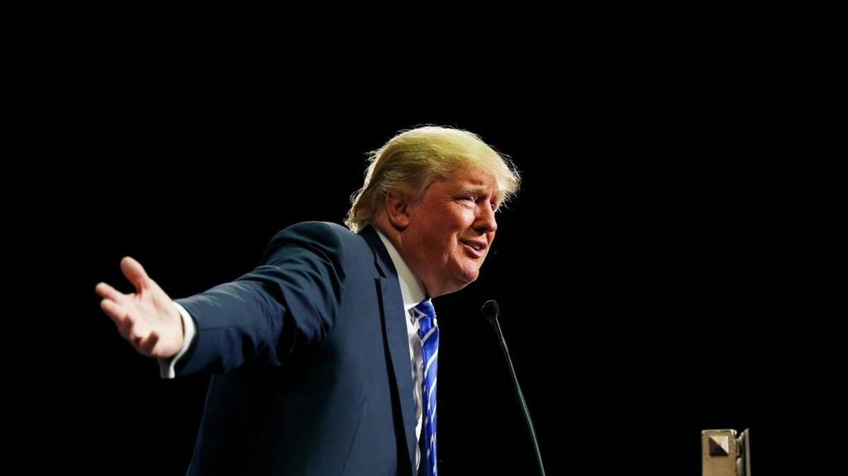 
Republican presidential candidate Donald Trump speaks at a rally Thursday in Las Vegas.
