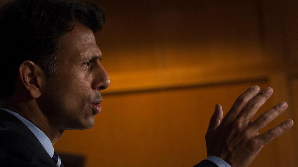 
Republican presidential candidate Louisiana Gov. Bobby Jindal speaks at the National Press Club in Washington Thursday.

