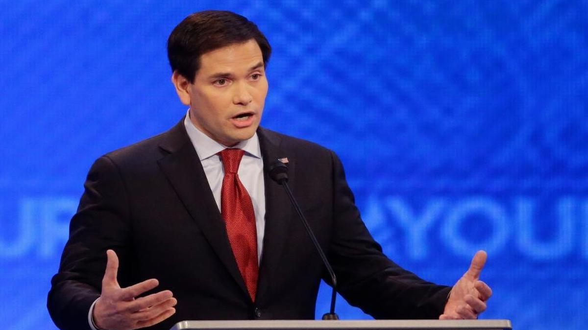 Republican presidential candidate, Sen. Marco Rubio, R-Fla., answers a question during a Republican presidential primary debate hosted by ABC News at the St. Anselm College Saturday, Feb. 6, 2016, in Manchester, N.H.