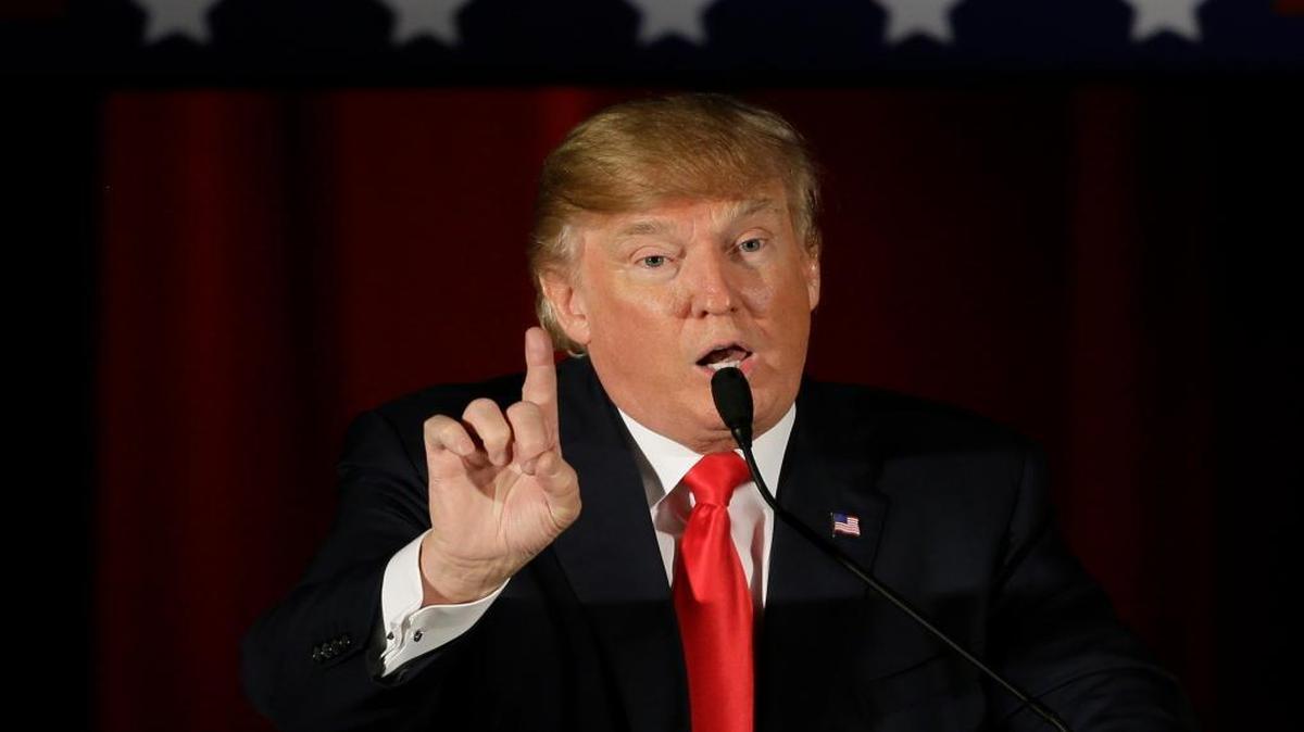 Republican presidential candidate Donald Trump at a campaign rally Saturday at the Veterans Memorial Building in Cedar Rapids, Iowa.