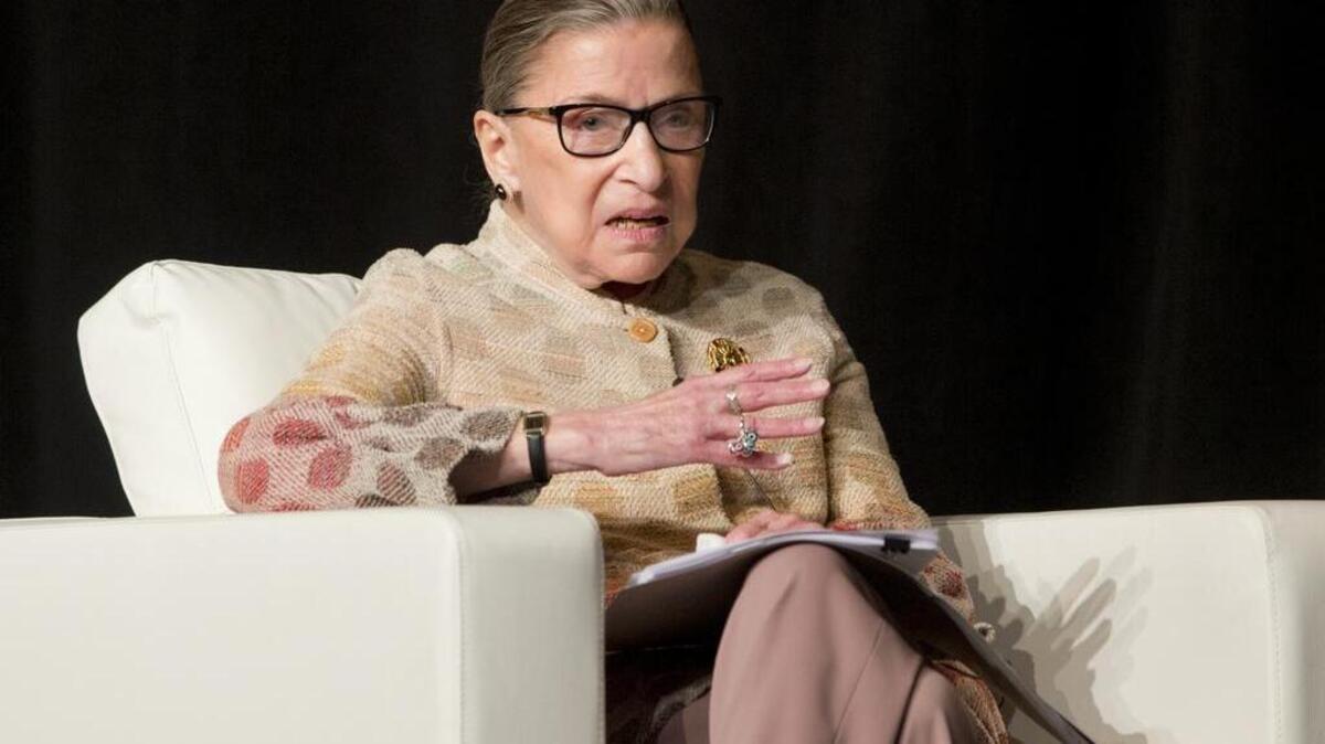 Ginsburg says she doesn’t want to think about the possibility of Donald Trump winning the White House, and predicts the next president, “whoever she will be,” probably will have a few appointments to make to the Supreme Court.