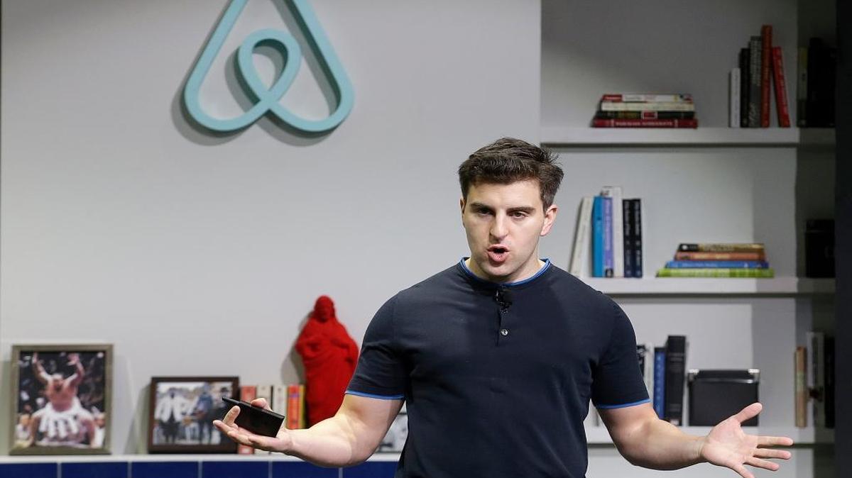 In this April 19, 2016, file photo, Airbnb co-founder and CEO Brian Chesky speaks during an announcement in San Francisco. Airbnb apologized Thursday for its slow response to accusations of racism and outlined new policies to combat it, including reducing the prominence of photos in the booking process. "We have been slow to address these problems, and for this I am sorry," said Chesky in a message published on the vacation rental website's blog.