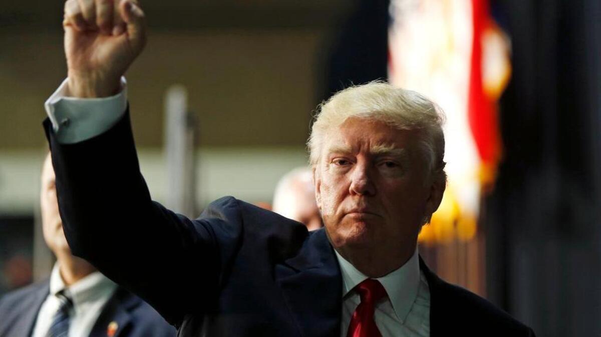 Republican presidential candidate Donald Trump reacts after delivering a campaign speech last week in Charlotte, N.C., one of the early voting states the campaigns are targeting.