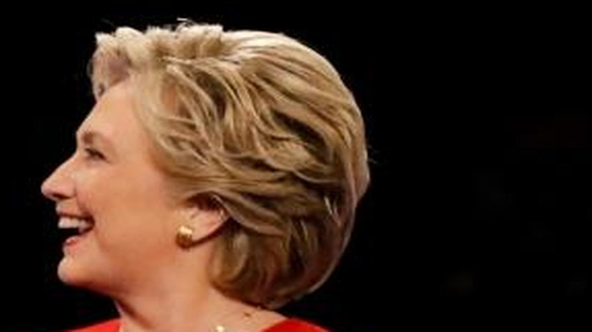 Republican presidential nominee Donald Trump and Democratic presidential nominee Hillary Clinton shake hands during the presidential debate at Hofstra University in Hempstead, N.Y., Monday, Sept. 26, 2016.
