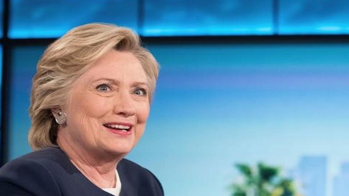Democratic presidential candidate Hillary Clinton and Ellen Degeneres sit together during a commercial break at a taping of The Ellen Show in Burbank, Thursday, Oct. 13, 2016.