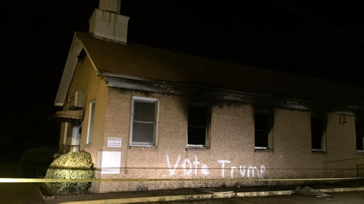 Delta Daily News reporter Angie Quezada shared photos of a historically black church in Mississippi that was reportedly set on fire and graffitied with the words ‘Vote Trump’ late Tuesday night.