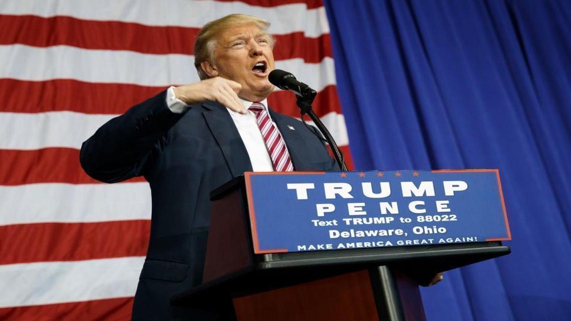 Republican presidential candidate Donald Trump speaks during a campaign rally at the Delaware County Fair, Thursday, Oct. 20, 2016, in Delaware, Ohio.