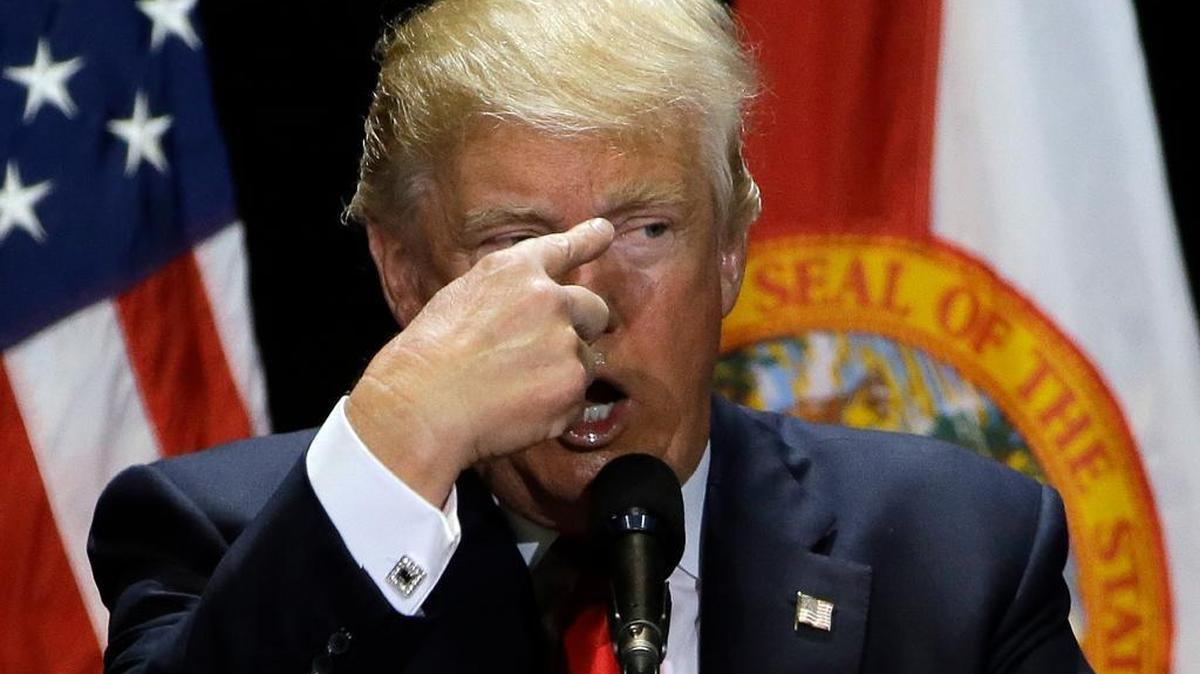 Republican presidential candidate Donald Trump Saturday, June 11, 2016, in Tampa, Fla. Trump’s ethnicity-tinged verbal attacks against U.S. District Court Judge Gonzalo Curiel have angered some members of Kappa Alpha Psi, a predominantly African-American fraternity that the judge belongs to.