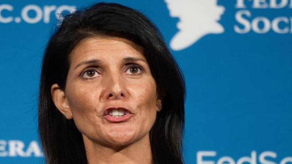 South Carolina Gov. Nikki Haley speaks at the Federalist Society's National Lawyers Convention in Washington, Friday, Nov. 18, 2016.