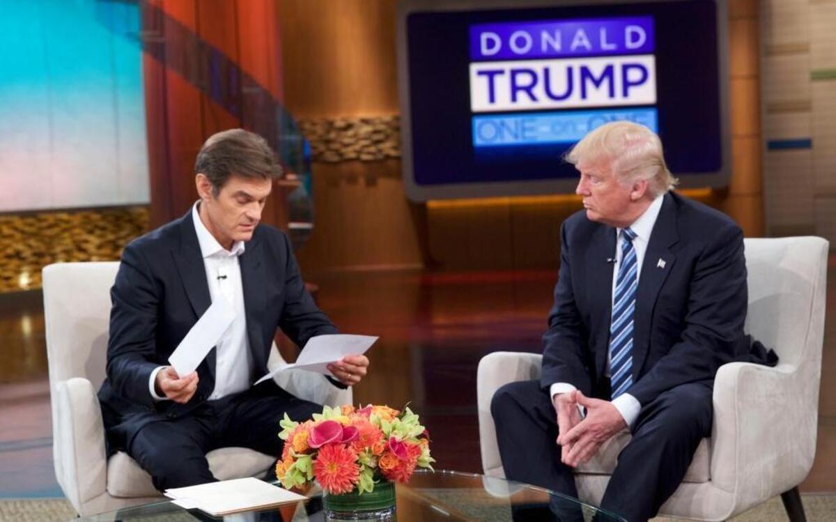 Donald Trump releases some medical information to Dr. Oz on the “Dr. Oz Show,” giving the results of his most recent examination on Wednesday, Sept. 14, 2016.