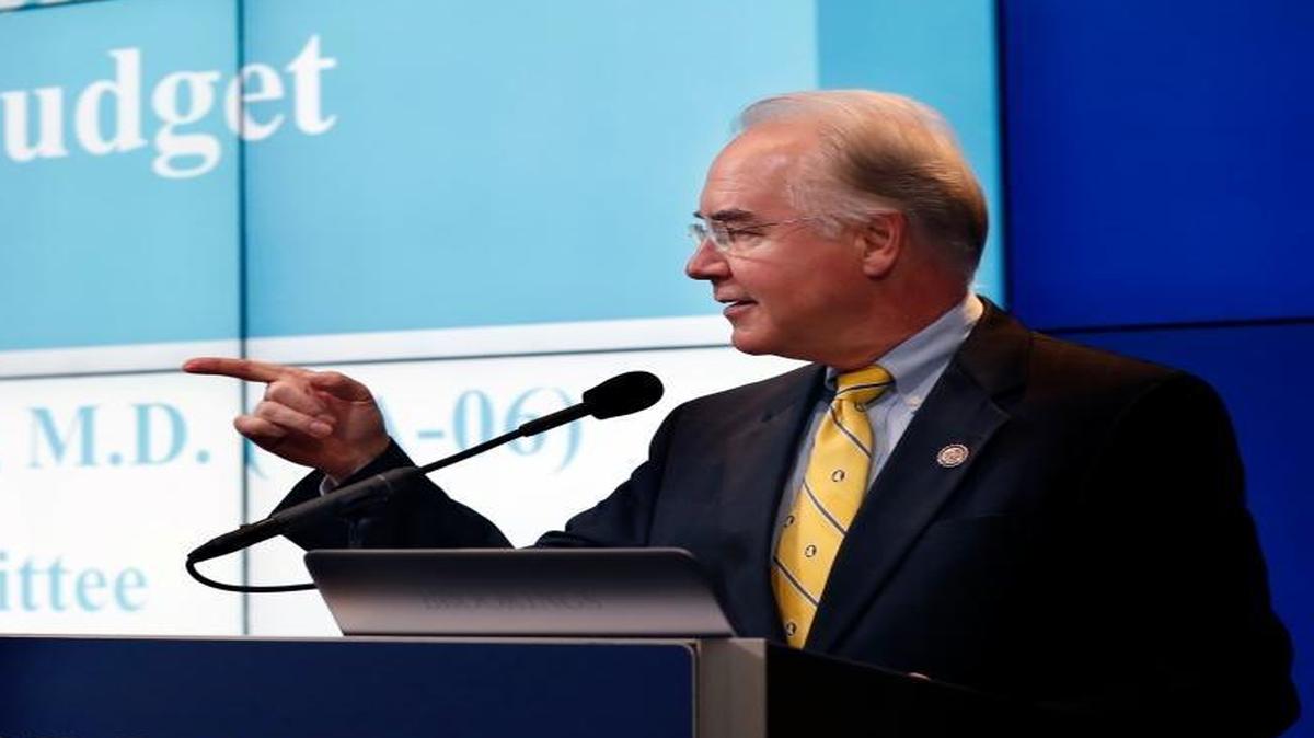 House Budget Committee Chairman Tom Price, R-Ga., President-elect Donald Trump's choice for Health and Human Services Secretary, gestures as he delivers the keynote address at an event hosted by the Brookings Institution titled "A Reform Agenda for the Federal Budget Process," Wednesday, Nov. 30, 2016 in Washington.