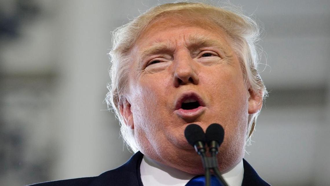 Republican presidential candidate Donald Trump speaks during a campaign stop at the Signature Flight Hangar at Port-Columbus International Airport, Tuesday, March 1, 2016, in Columbus, Ohio.