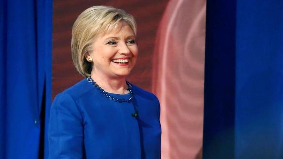 Democratic presidential candidate Hillary Clinton arrives for a CNN town hall televised event at the University of South Carolina School of Law, in Columbia, S.C., on Tuesday.