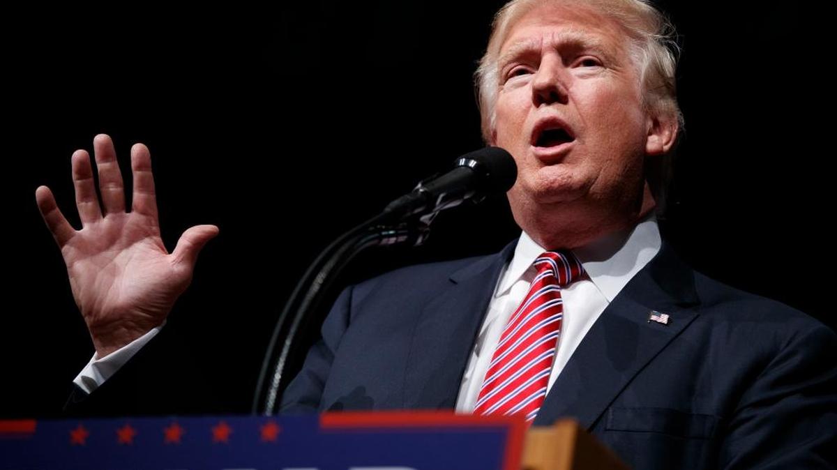 Republican presidential candidate Donald Trump speaks during a campaign rally at Briar Woods High School, Tuesday, Aug. 2, 2016, in Ashburn, Va.