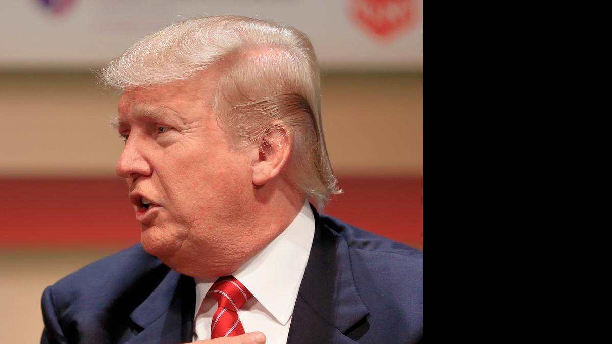 
Republican presidential candidate Donald Trump speaking at the Family Leadership Summit in Ames, Iowa, on July 18, 2015. 
