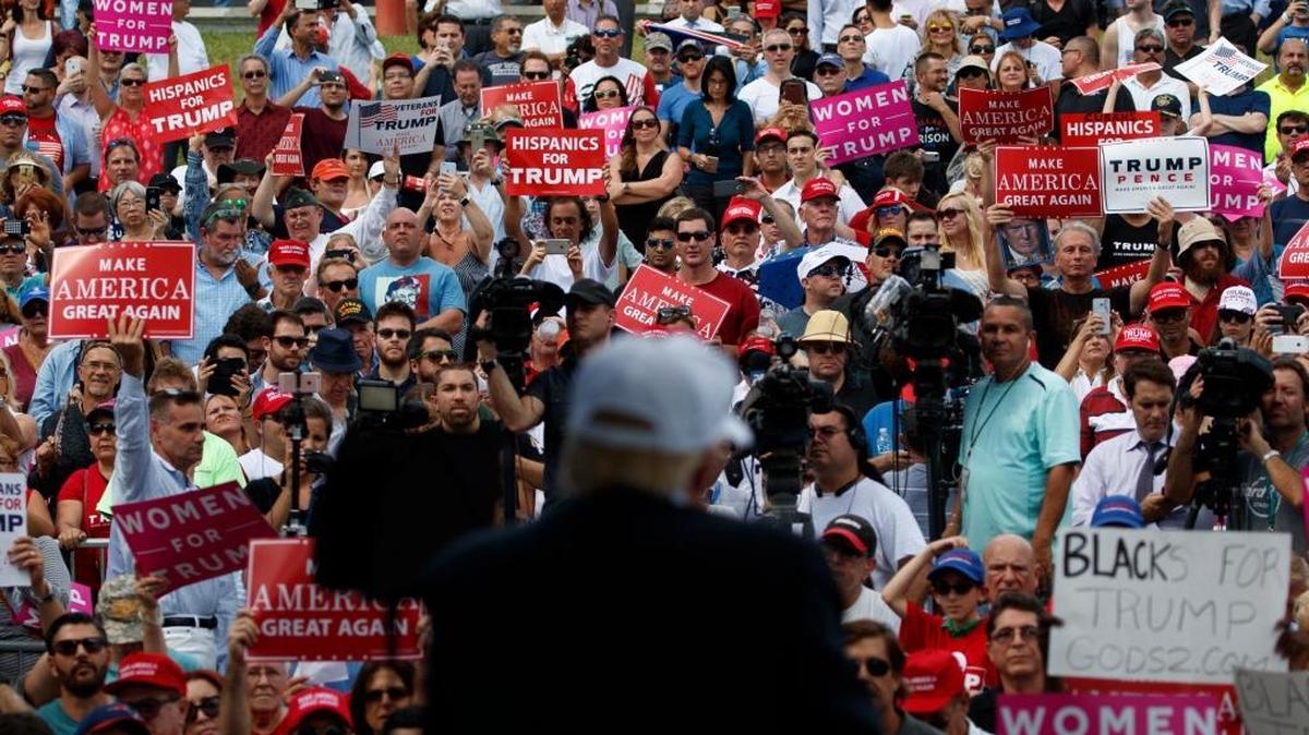 Republican presidential candidate Donald Trump speaks during a campaign rally, Wednesday in Miami.