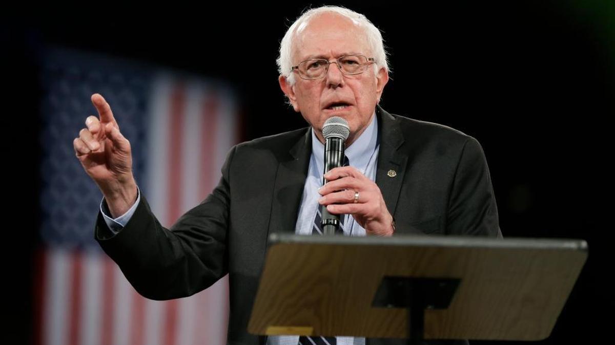 Democratic presidential candidate Sen. Bernie Sanders, I-Vt., speaks during the Iowa Democratic Party's Jefferson-Jackson Dinner, Saturday, Oct. 24, 2015, in Des Moines, Iowa.