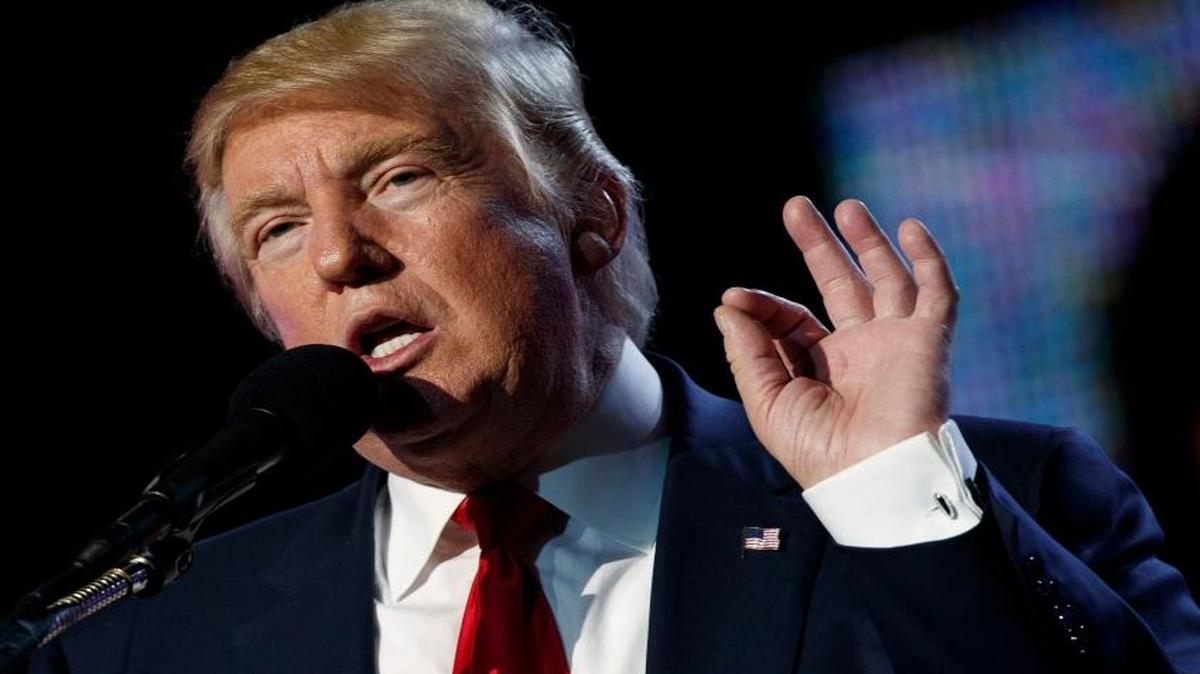 Republican presidential candidate Donald Trump speaks to the Republican Hindu Coalition, Saturday, Oct. 15, 2016, in Edison, N.J.