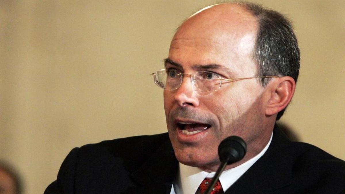 Former Department of Defense Inspector General Joseph Schmitz testifies before the Senate Armed Services Committee in 2005 in Washington.
