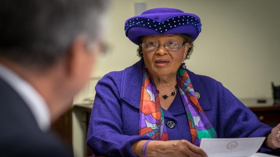 Democratic Rep. Alma Adams said Friday she had decided to seek re-election despite the North Carolina legislature’s approval of a proposed redistricting plan that would shift her entire congressional district to Charlotte and Mecklenburg County, 90 miles from her Greensboro home. Here, Adams speaks in Washington, D.C., on Oct. 28, 2015.