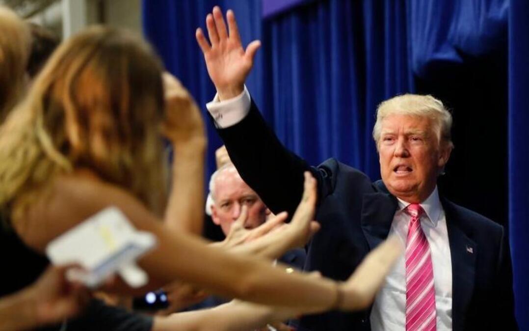 Republican presidential candidate Donald Trump arrives to speak at a campaign rally in Fredericksburg, Va., on Aug. 20, 2016.