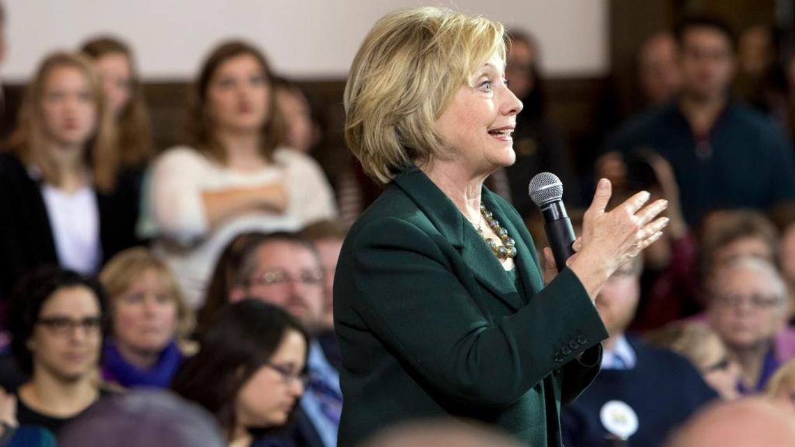 Democratic presidential candidate Hillary Clinton speaks at a campaign event Wednesday, Dec. 16, 2015, at the Old Brick Church in Iowa City, Iowa.