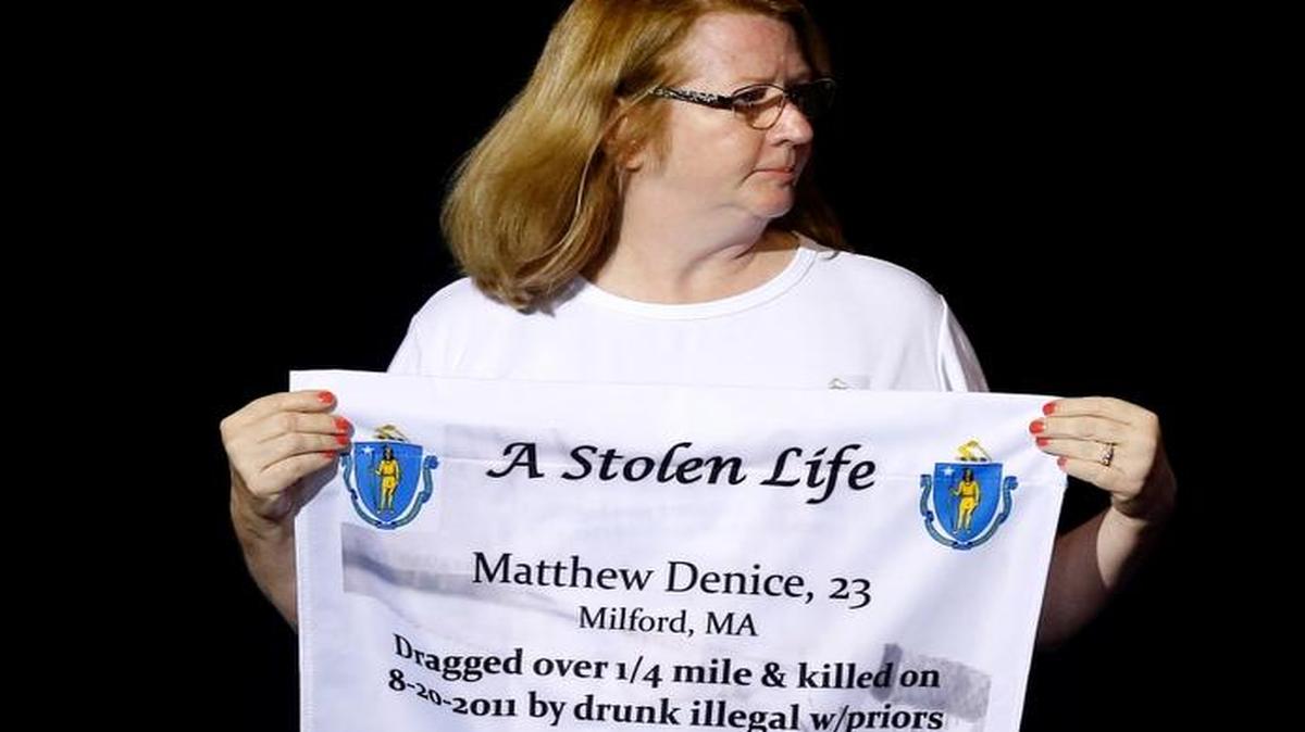 Maureen Maloney speaks about the death of her son, Matthew Denice, 23, during a Donald Trump rally in Phoenix.