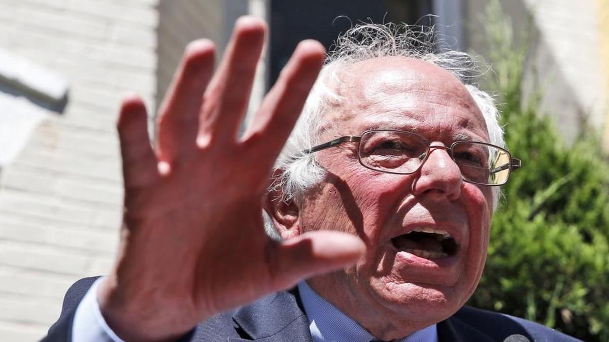 Democratic presidential candidate, Sen. Bernie Sanders, I-Vt., speaks during a news conference outside his campaign headquarters in Washington, Tuesday, June 14, 2016.