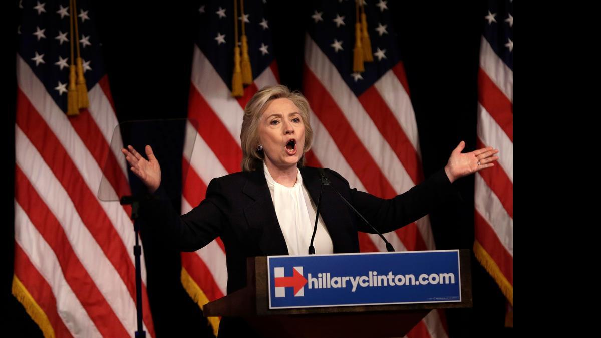 
Hillary Clinton talks about shared economy companies during her economic speech at a New York City campaign event.
