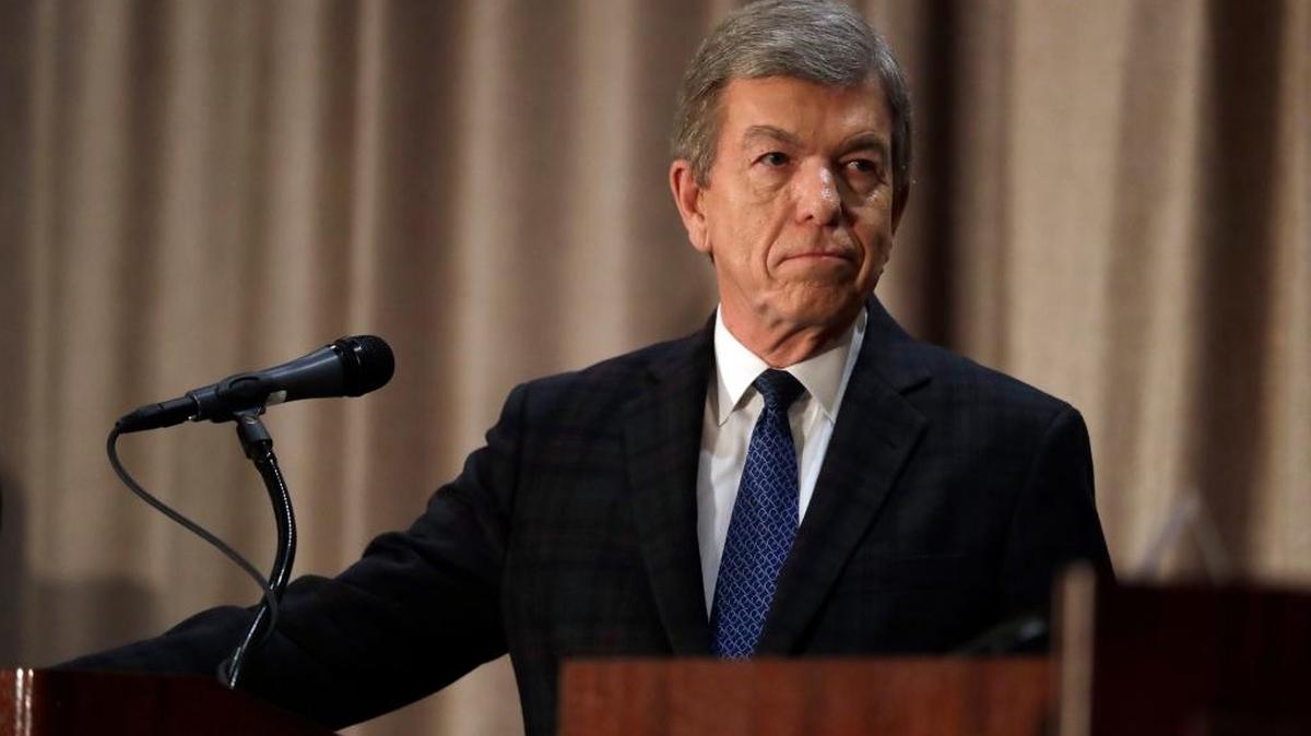 Republican Sen. Roy Blunt listens during the first general election debate in Missouri's race for U.S. Senate at the Missouri Press Association convention in Branson, Mo.