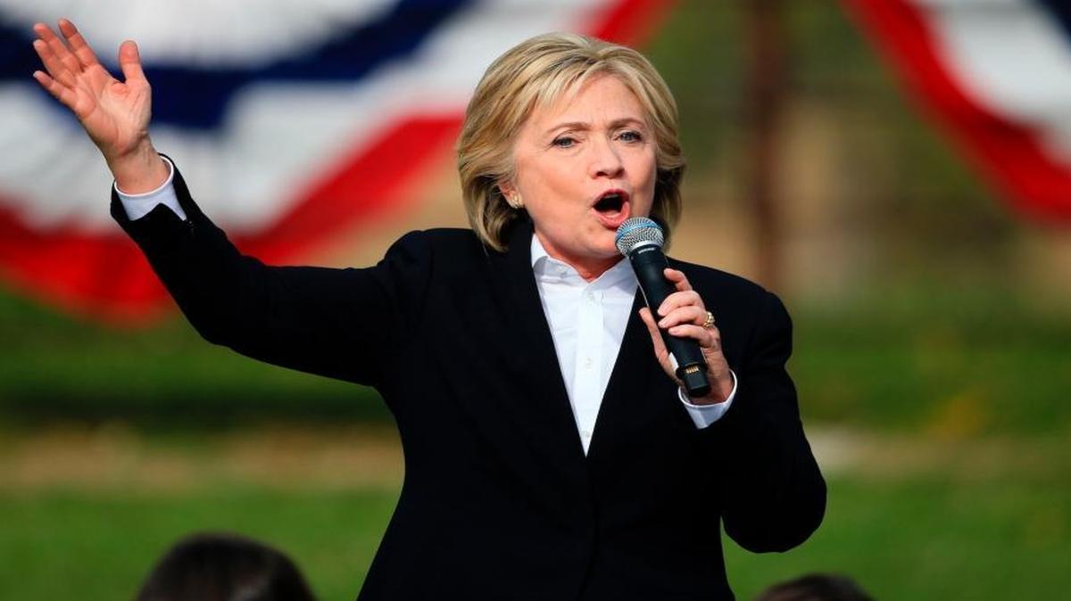 Democratic presidential candidate Hillary Rodham Clinton speaks Wednesday, Oct. 7, 2015, during a campaign stop at the Westfair Amphitheater in Council Bluffs, Iowa.