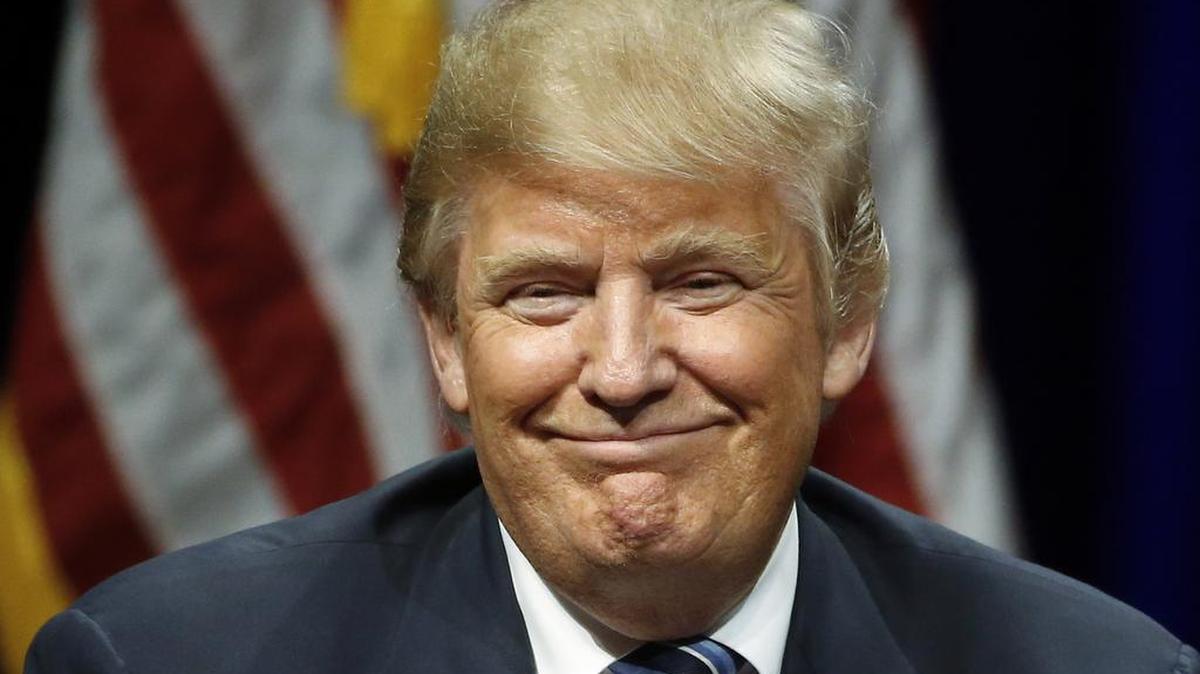 Republican presidential candidate Donald Trump smiles during a campaign stop Tuesday, Feb. 16, 2016, in Beaufort, S.C.