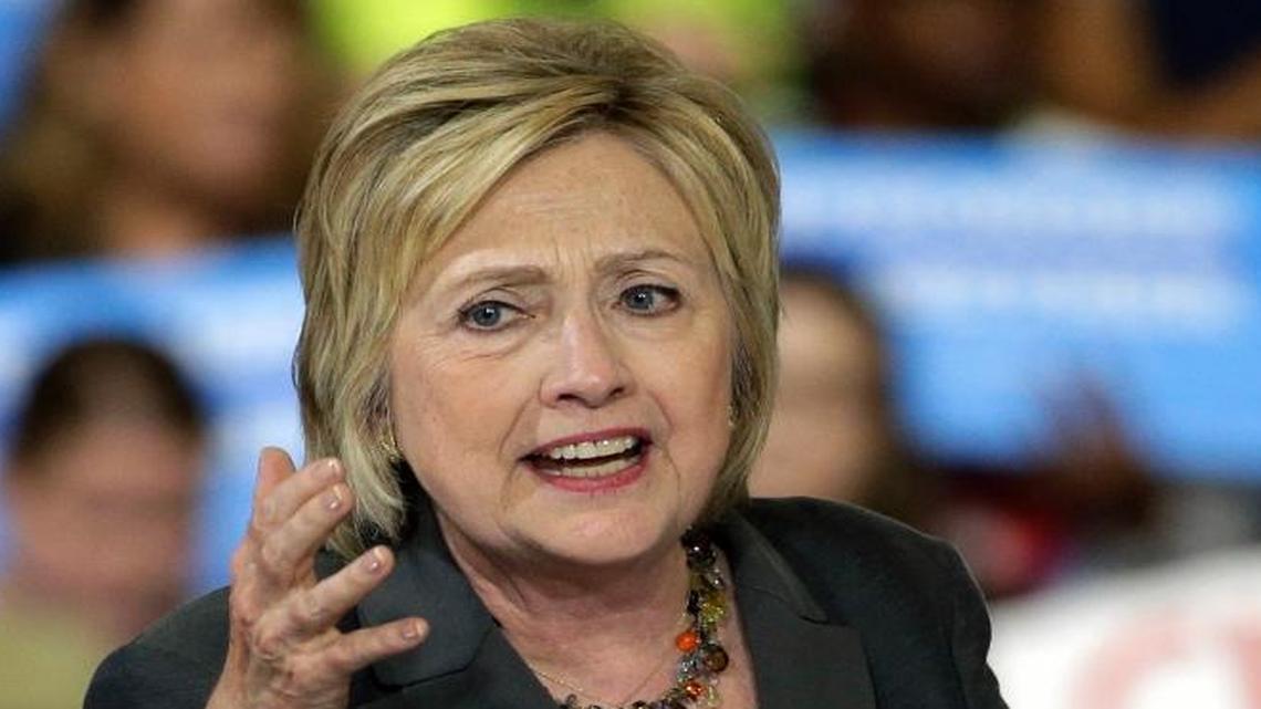 FILE - In this June 22, 2016 file photo, Democratic presidential candidate Hillary Clinton speaks during a rally in Raleigh, N.C. In her quest for the White House, Clinton is using every fundraising technique at her disposal, including intimate salon-style gatherings with elite donors.