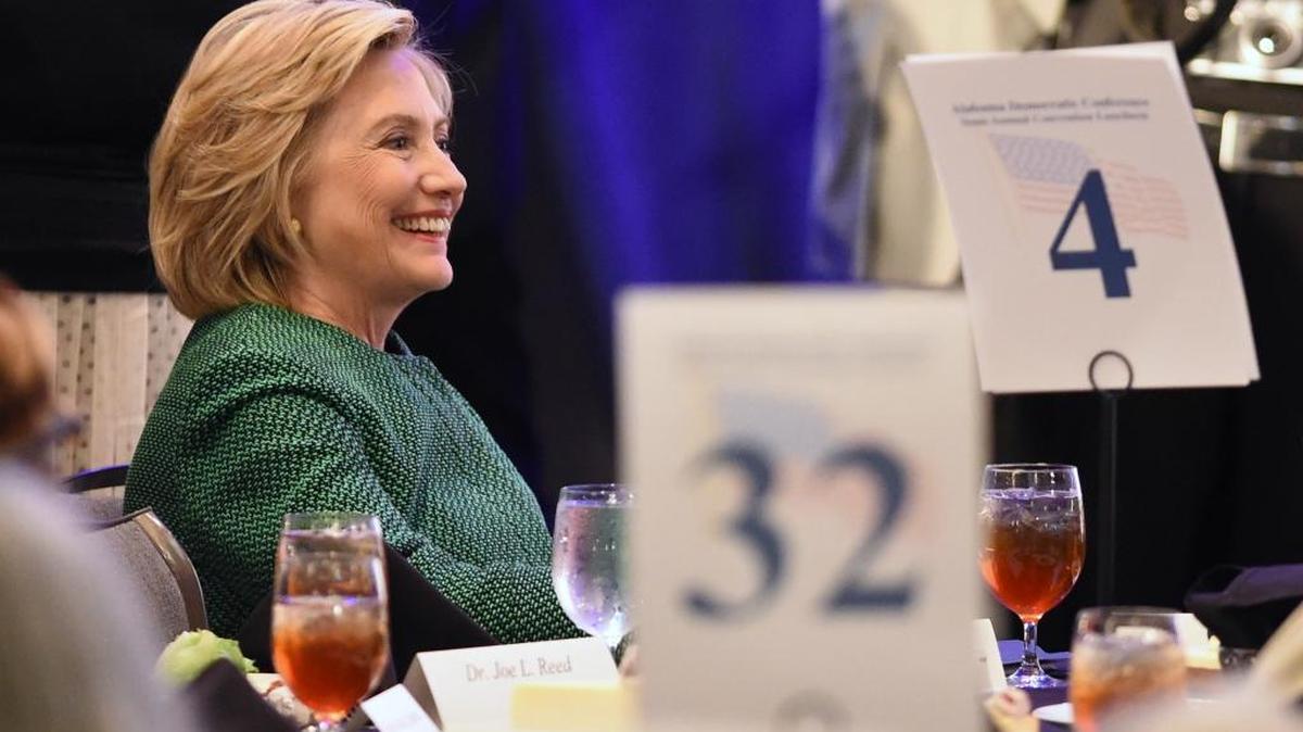 
Democratic presidential candidate Hillary Rodham Clinton waits to speak during a meeting of the Alabama Democratic Conference in Hoover, Ala., Saturday, Oct. 17, 2015.
