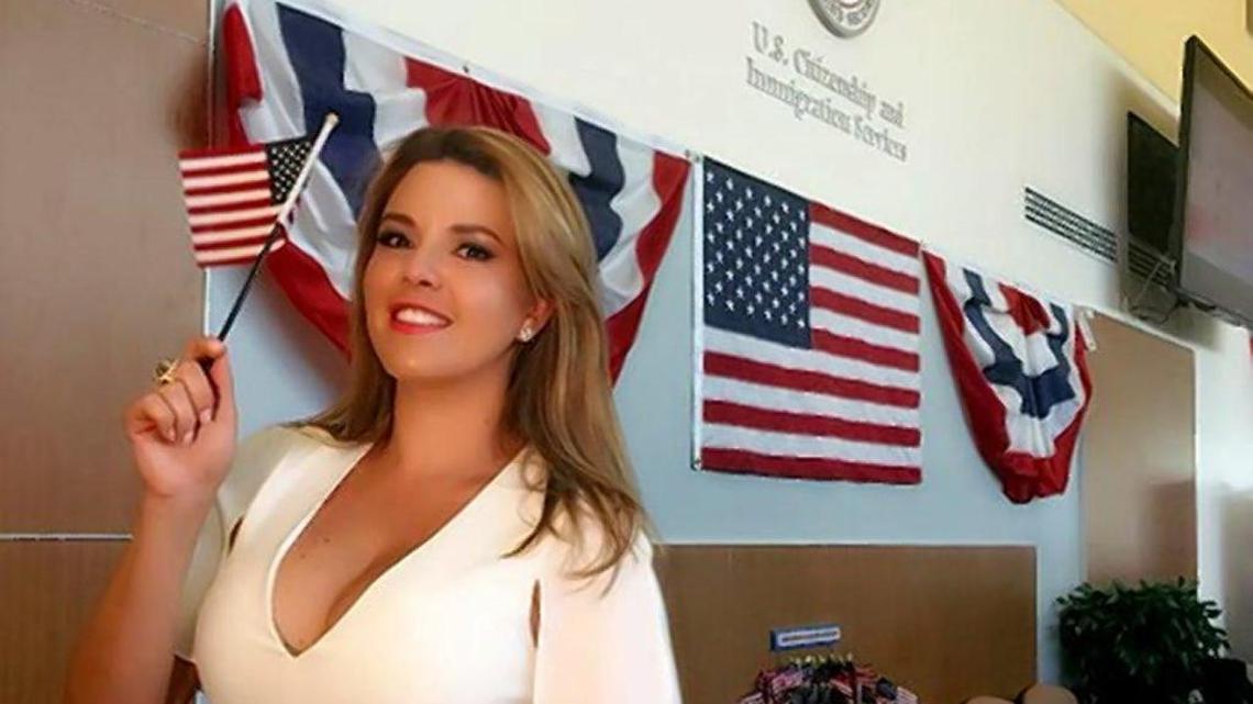 Alicia Machado, Miss Universe 1996, poses for a photo after being sworn in as a U.S. citizen Aug. 19, 2016.