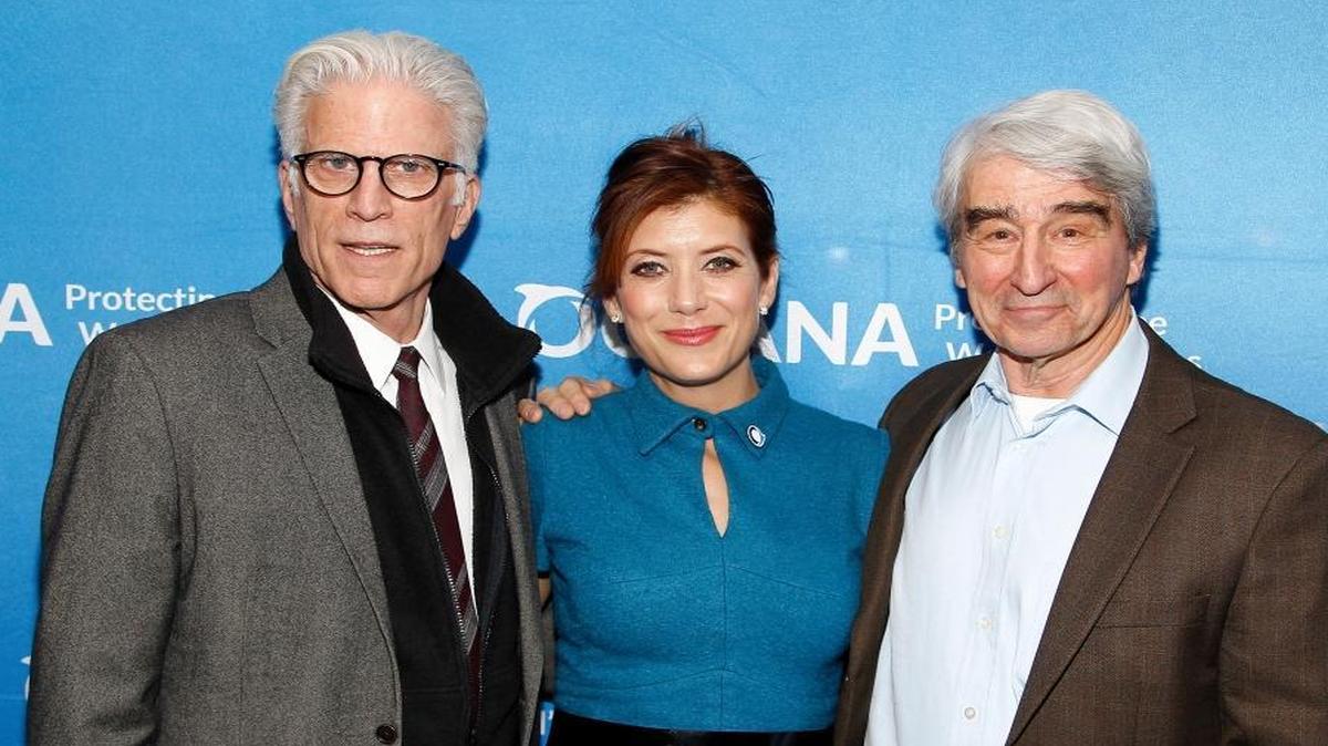Actors and Ocean Advocates Ted Danson, Kate Walsh and Sam Waterston, left to right, attend Oceana’s Coastal Voices Summit at George Washington University in Washington, D.C., on January 26, 2016. All three will join coastal leaders in Washington to urge President Barack Obama to abandon his plan to open the Atlantic Ocean to industrial offshore drilling.