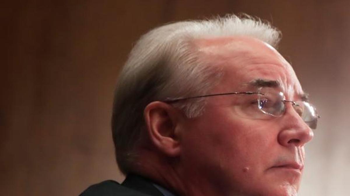 Health and Human Services Secretary Tom Price listens while testifying on Capitol Hill in Washington Thursday.