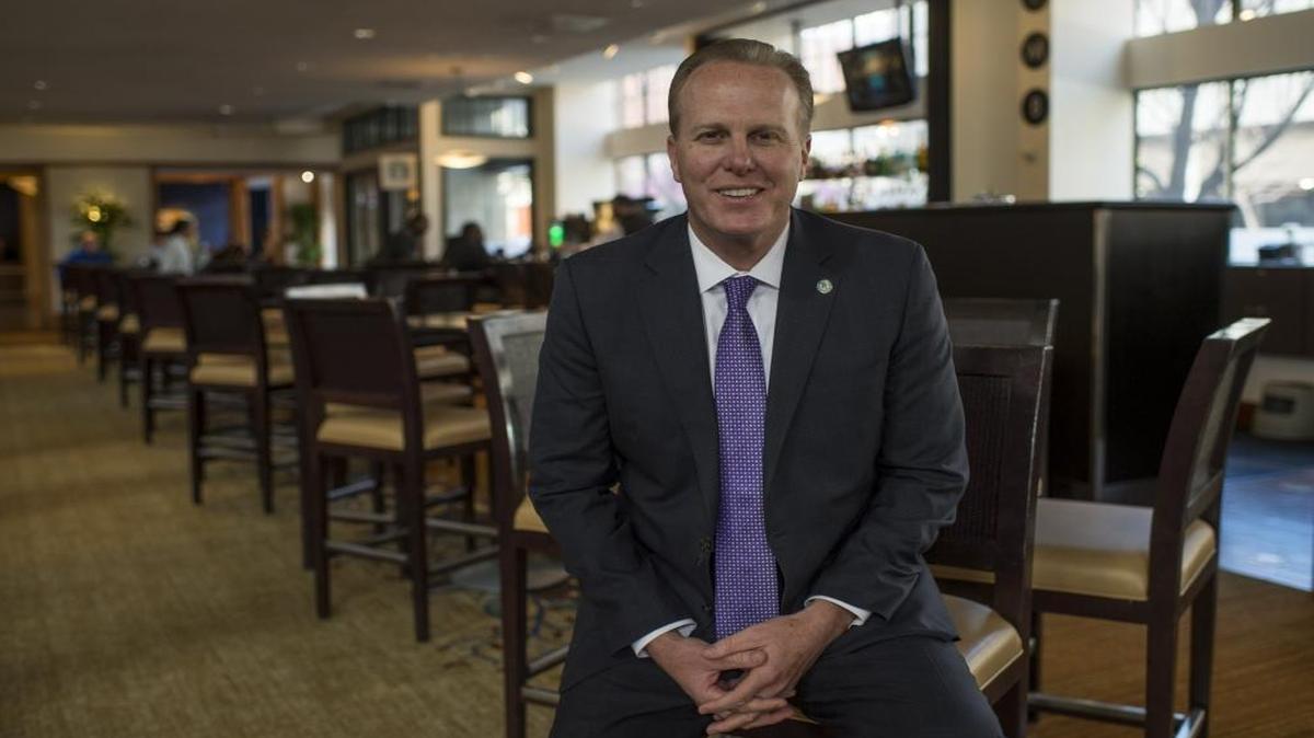 San Diego Mayor Kevin Faulconer poses for a portrait during a Public Policy Institute of California conference on building for California's future at the Sheraton Grant Hotel on Feb. 10, 2017, in Sacramento.